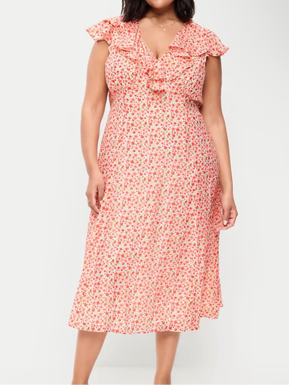 NWT Old Navy Ruffle Sleeve Fit & Flare Midi Dress